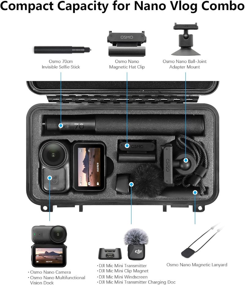 AMAZEAR Hard Case for DJI Osmo Nano Accessories, DJI Osmo Nano Hard Shell Protective Cases for Storage, Travel, Easy Carrying, EVA + ABS Waterproof Storage - Black - Image 2